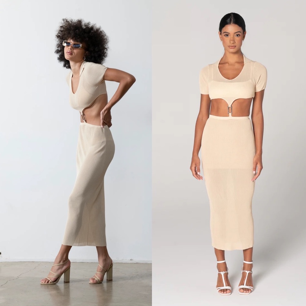 AYA MUSE | Bella Cut Out Dress in Sand Size: XS - Picture 1 of 7